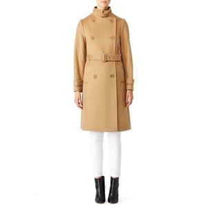 Vince Wool and Cashmere Camel Belted Trench Coat Overcoat Size Medium